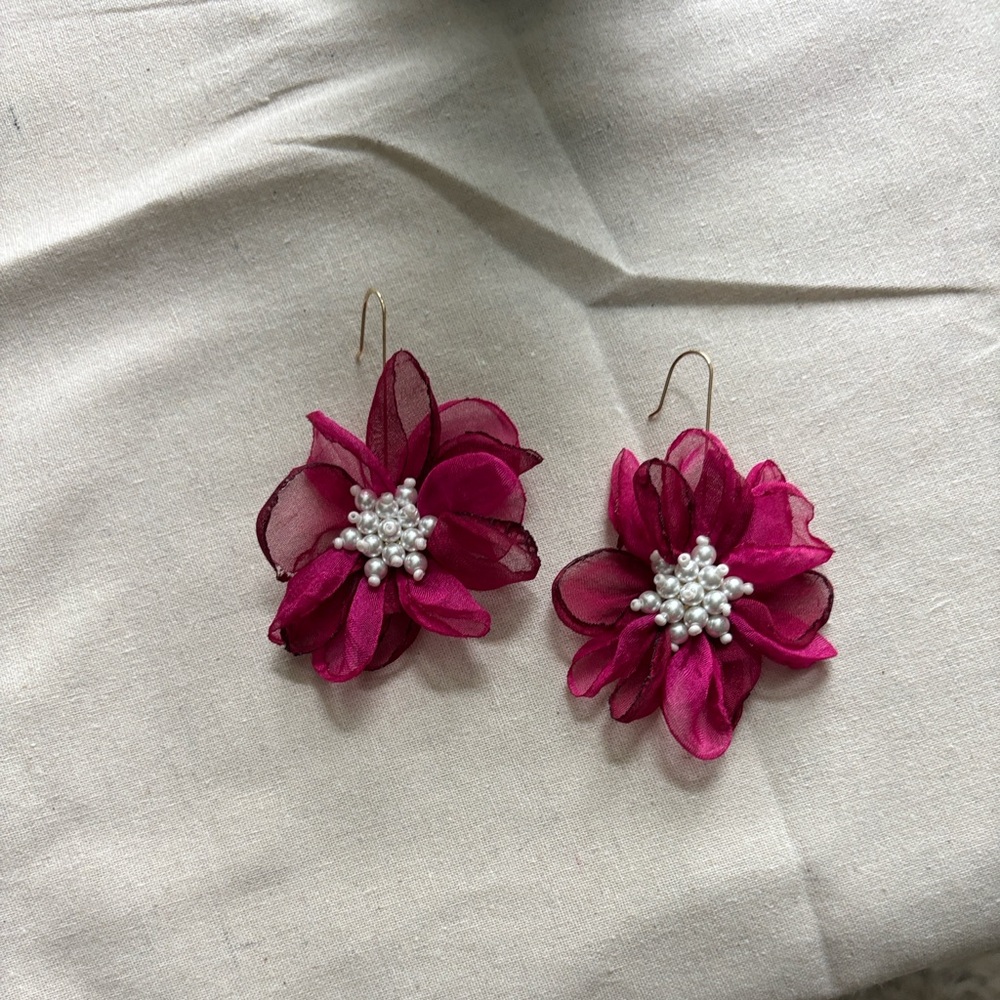 Elegant Floral Pink Earrings